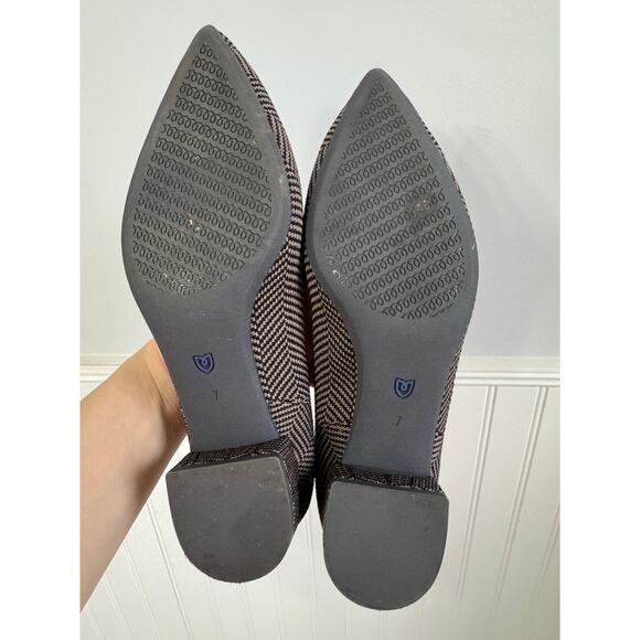 Rothys High Point Block Heels Women 7 Sparrow Herringbone Gray Knit Pointed Toe - Picture 2 of 8